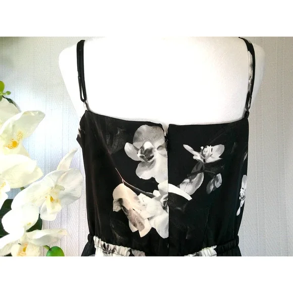 NWT Worthington XXL Black & White Floral Satin Spaghetti Strap Midi Dress - Picture 6 of 13